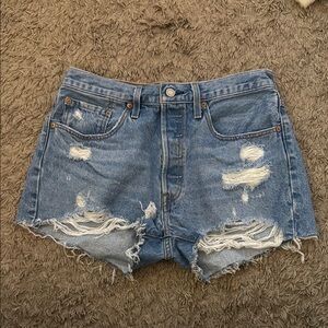 Levi 501s Distressed Denim Shorts